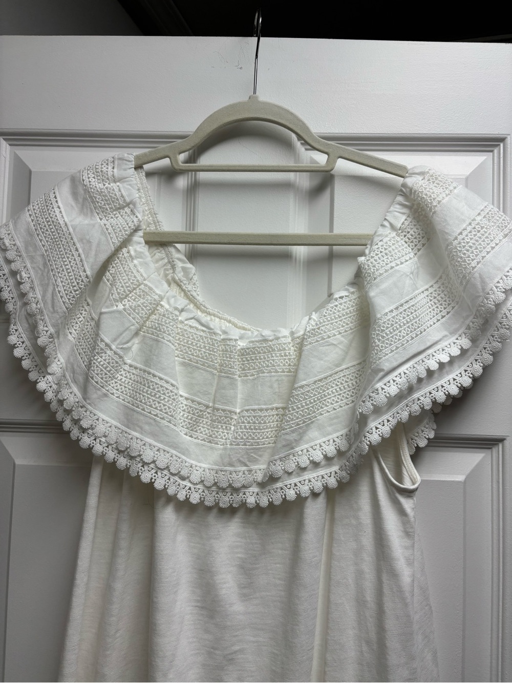 Boden White Off-Shoulder Crochet Trim Dress - Picture 2 of 2